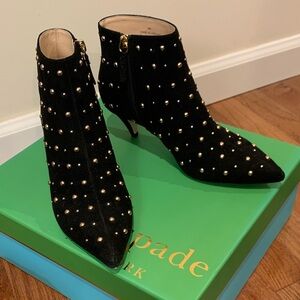 Kate Spade Black Suede Ankle Boots STARR Size 6